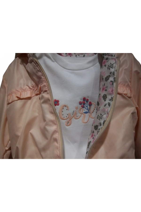 GIRL NAKIŞLI KAPÜŞONLU YAĞMURLUKLU KIZ TAKIM