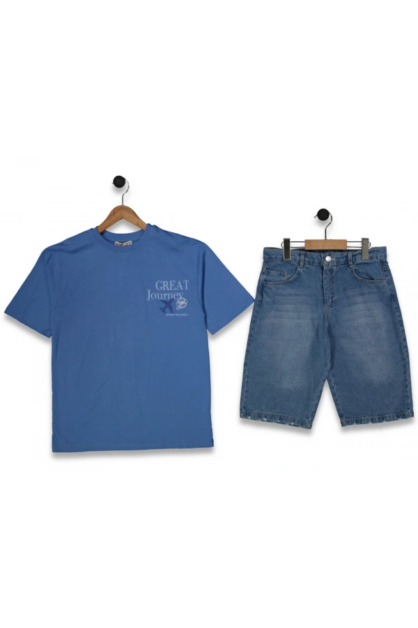 GREAT BASKILI JEANS ŞORTLU ERKEK TAKIM