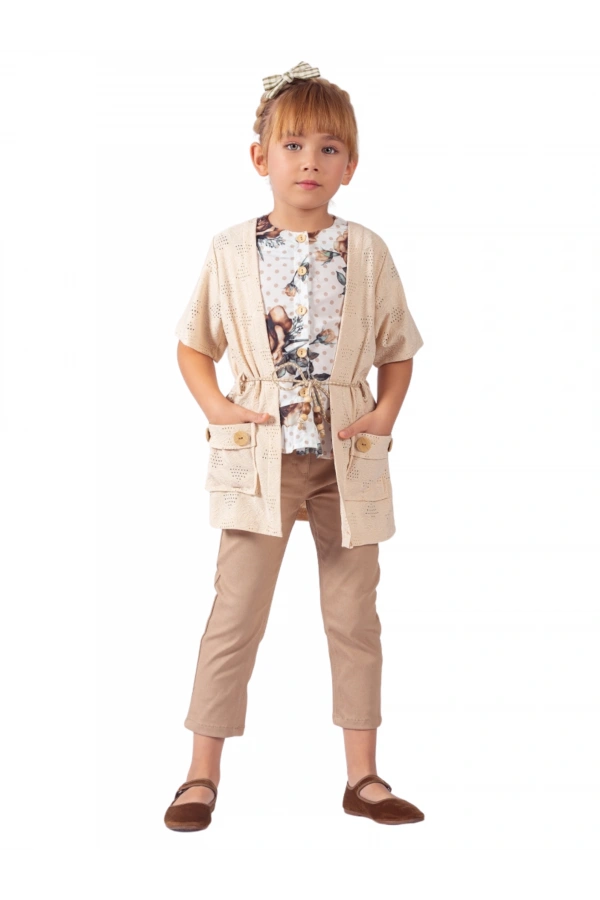 HIRKALI KETEN PANTOLONLU 3LÜ KIZ TAKIM