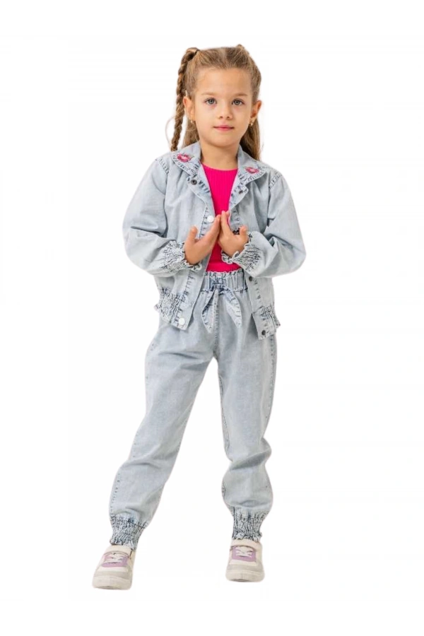 JEANS CEKETLİ 3LÜ KIZ TAKIM