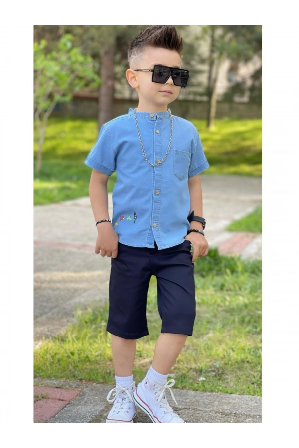 JEANS GÖMLEKLİ KAPRİLİ ERKEK TAKIM