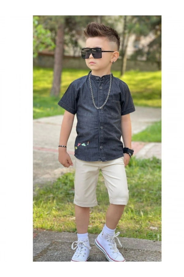 JEANS GÖMLEKLİ KAPRİLİ ERKEK TAKIM