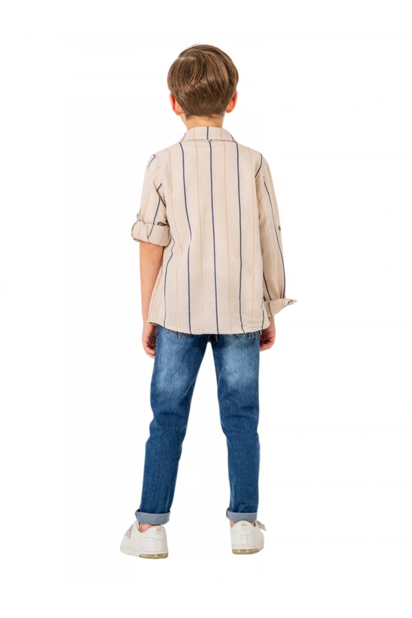 JEANS PANTOLONLU ÇİZGİLİ GÖMLEKLİ 3LÜ ERKEK TAKIM