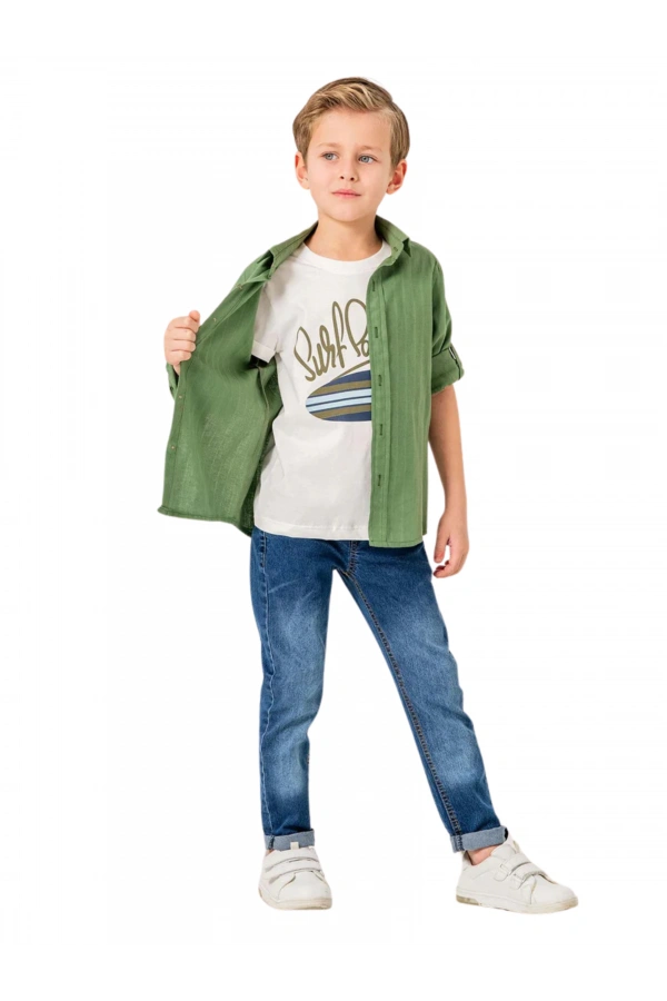 JEANS PANTOLONLU GÖMLEKLİ 3LÜ ERKEK TAKIM