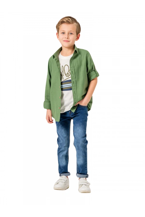 JEANS PANTOLONLU GÖMLEKLİ 3LÜ ERKEK TAKIM