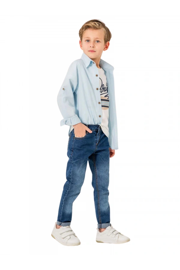 JEANS PANTOLONLU GÖMLEKLİ 3LÜ ERKEK TAKIM