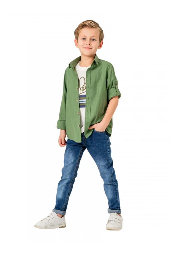 JEANS PANTOLONLU GÖMLEKLİ 3LÜ ERKEK TAKIM