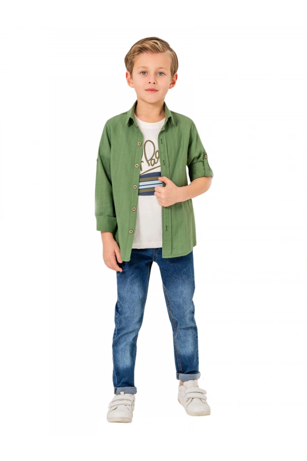 JEANS PANTOLONLU GÖMLEKLİ 3LÜ ERKEK TAKIM