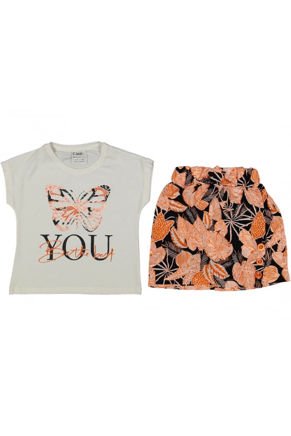 KELEBEK BASKILI ŞORTLU KIZ TAKIM