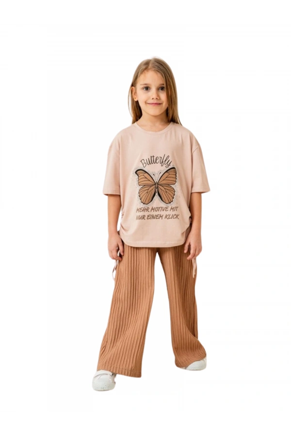 KELEBEK BASKILI TAŞLI KIZ TAKIM