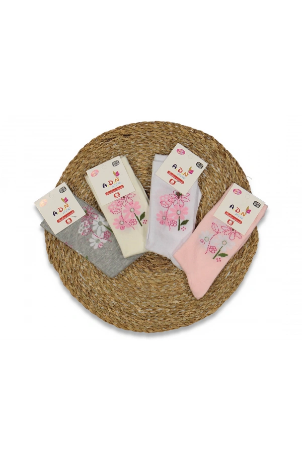 KIZ ÇOCUK ÇİÇEK DESEN SOKET ÇORAP