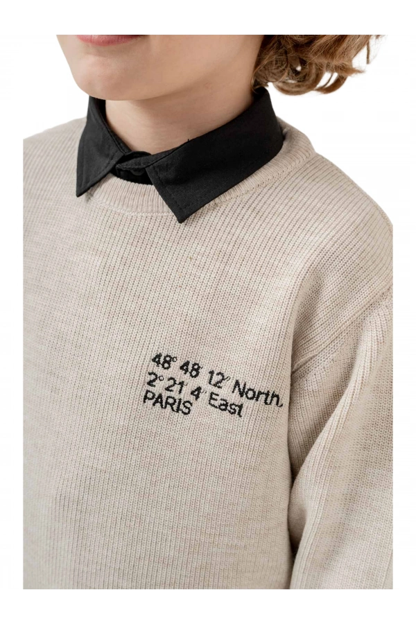 PARİS DETAYLI JEANS PANTOLONLU KAZAKLI ERKEK TAKIM