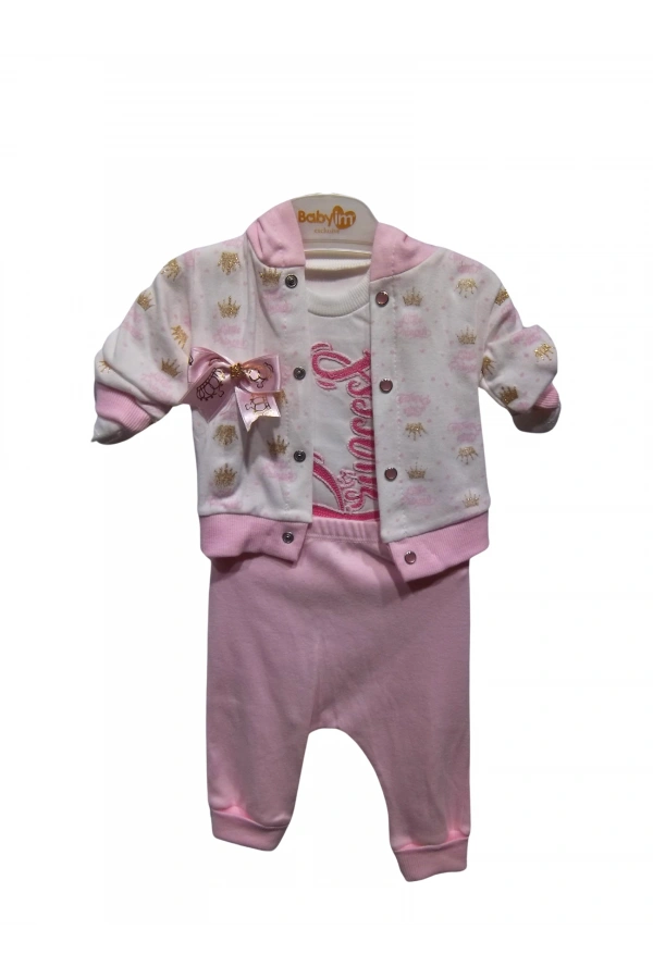 PRİNCESS NAKIŞLI KAPÜŞONLU KIZ TAKIM