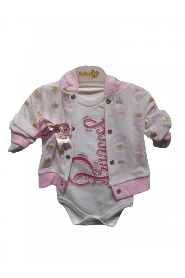 PRİNCESS NAKIŞLI KAPÜŞONLU KIZ TAKIM