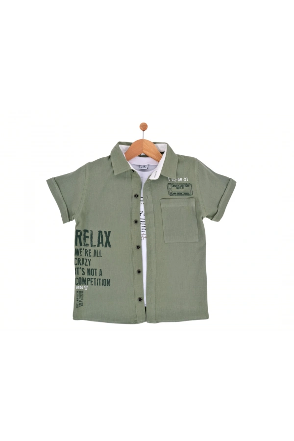 RELAX BASKILI T-SHIRTLÜ MÜSLİN ERKEK GÖMLEK