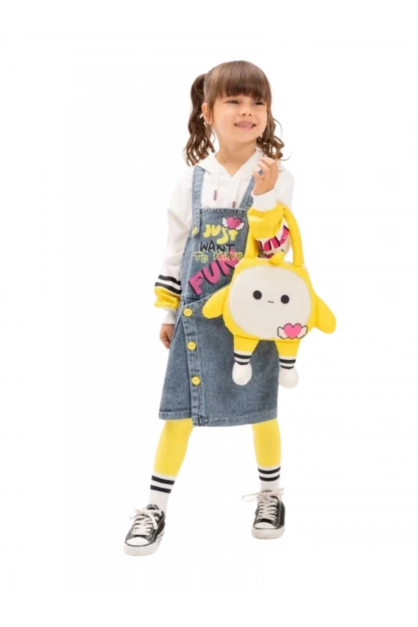 SARI ÇANTALI JİLELİ JEANS KIZ TAKIM