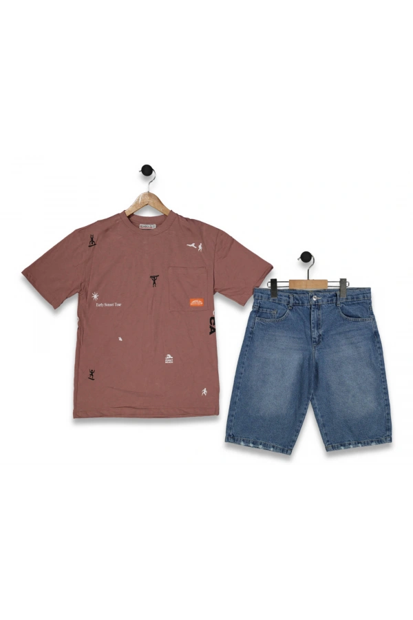 SÖRFÇÜ BASKILI ŞORTLU ERKEK TAKIM