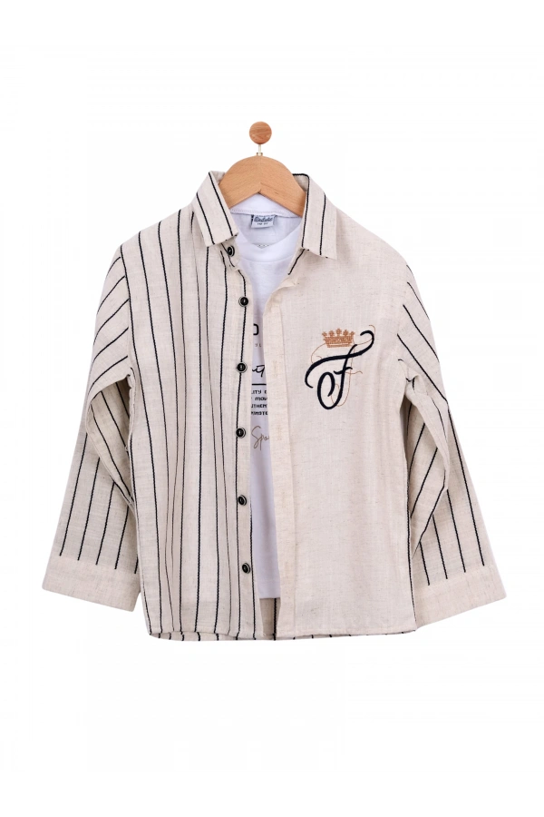 TAÇ NAKIŞLI T-SHIRTLU ERKEK GÖMLEK