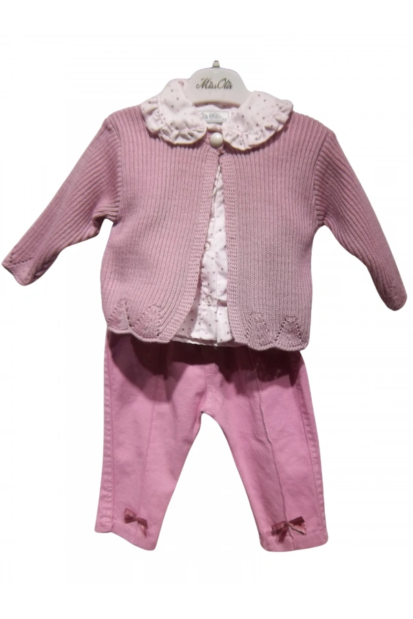 TRİKO HIRKALI YAKA DETAYLI KIZ TAKIM