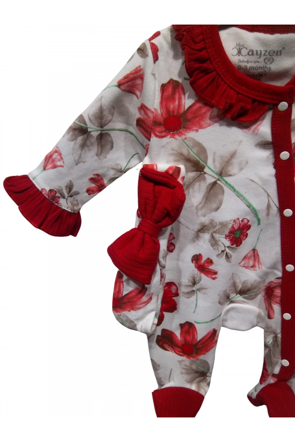 ÇİÇEK DESENLİ BANDANALI PATİKLİ KIZ TULUM (2Lİ TAKIM)