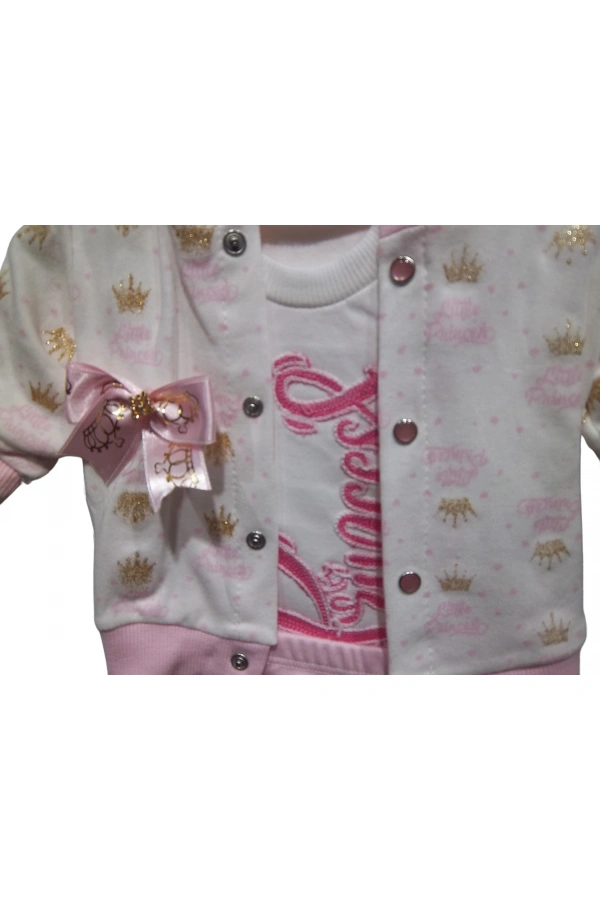 PRİNCESS NAKIŞLI KAPÜŞONLU KIZ TAKIM