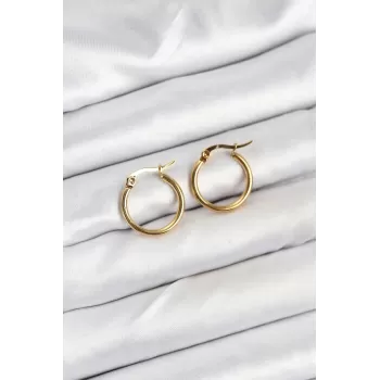 316L Çelik Gold Renk 15 mm Halka Kadın Küpe