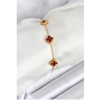 316L Çelik Gold Zincir Baby Boy Bordo Renk Bileklik
