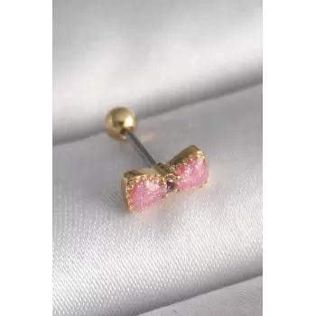 316L Çelik Gold Renk Pembe Fiyonk Model Tragus Piercing