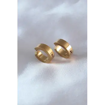 316L Çelik Gold Renk Sıkıştırmalı Erkek Küpe