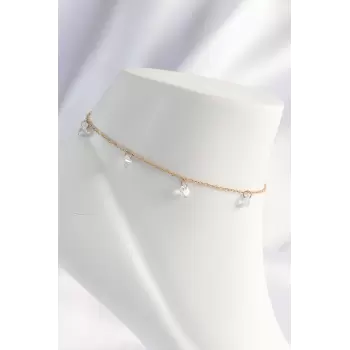 316L Çelik Gold Renk Zirkon Taşlı Halhal