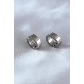 316L Çelik Gümüş Renk Sıkıştırmalı Erkek Küpe