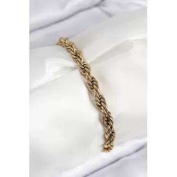 316L Çelik Klasik Burgu Zincir Model Gold Renk Kadın Bileklik
