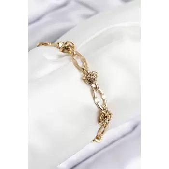 316L Çelik Parçalı Zincir Model Gold Renk Kadın Bileklik