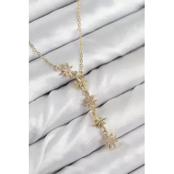 316L Çelik Yıldız Model Gold Renk Kadın Kolye