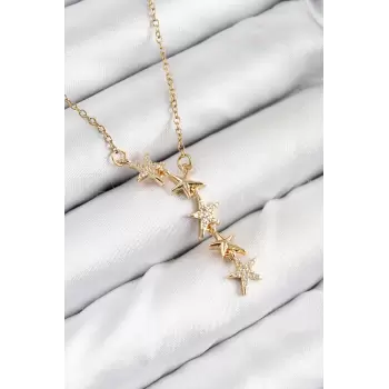 316L Çelik Yıldız Model Gold Renk Kadın Kolye