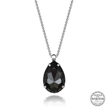 Luz&Pos Crystal Taşlı Top Zincir Damla Gümüş Kadın Kolye