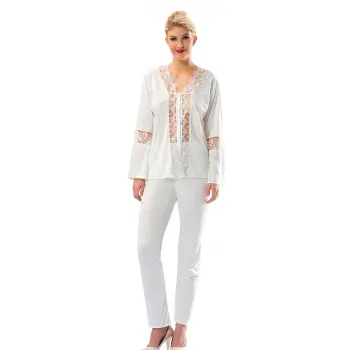 Ekru Penye Pijama Takımı - 1571