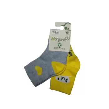 Luz&Pos Bibaby Biorganic Hi Kız 2li Çorap 68403 Gri Sarı