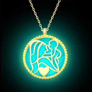 Luz&Pos Gümüş Fosforlu Gold Anne Çocuk Sevgisi Kadın Kolye