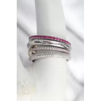 Pirinç Mix Renk Zirkon Taşlı 4Lü Kadın Yüzük
