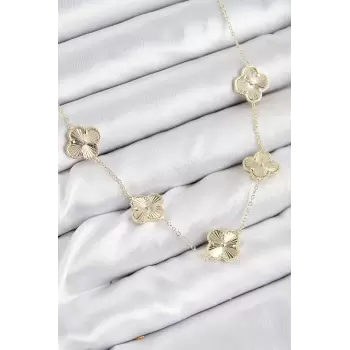 Pirinç VIP Yonca Model Gold Renk Kadın Kolye