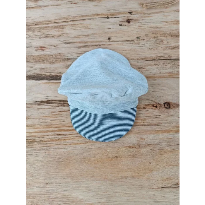 Luz&Pos 0-3 3-6 Ay Papyonlu Çizgi Desen Çıtçıt Kapama Kasketli Erkek Bebek Tulumu Lacivert