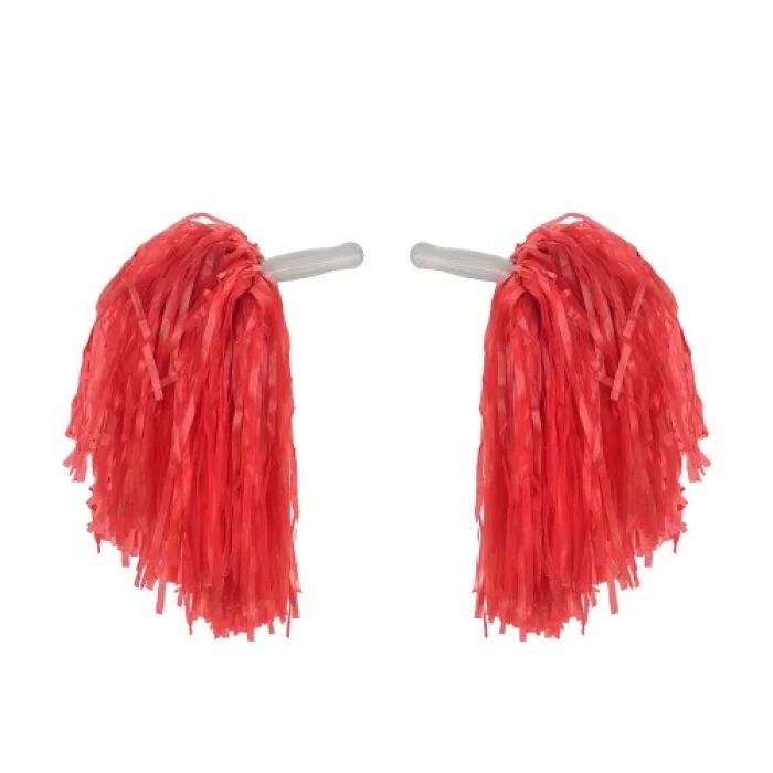 1 Çift ( 2 Adet ) Kırmızı Renk 23 Nisan Gösteri Ponponu