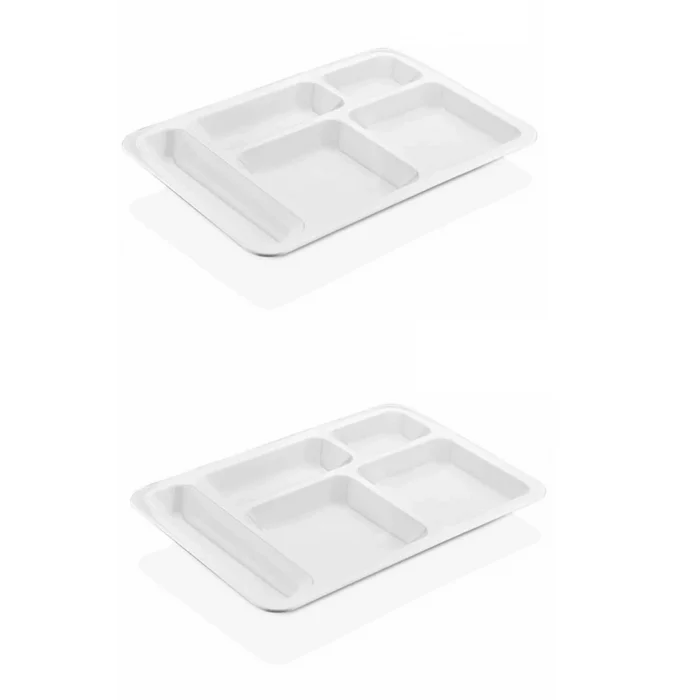 10 Adet  5 Bölmeli Kırılmaz Tabldot Tabak Self Servis Yemekhane Okul Lokanta Tabildot (40 Cm X28 Cm)