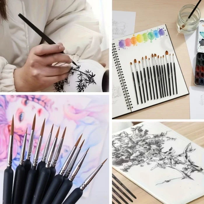 10 Adet Hobi Ve Araba Rötüş Fırça Seti – İnce Detay Boyama, Model Yapımı Ve Araç Çizik Giderme İçin Çok Amaçlı Fırça Takımı