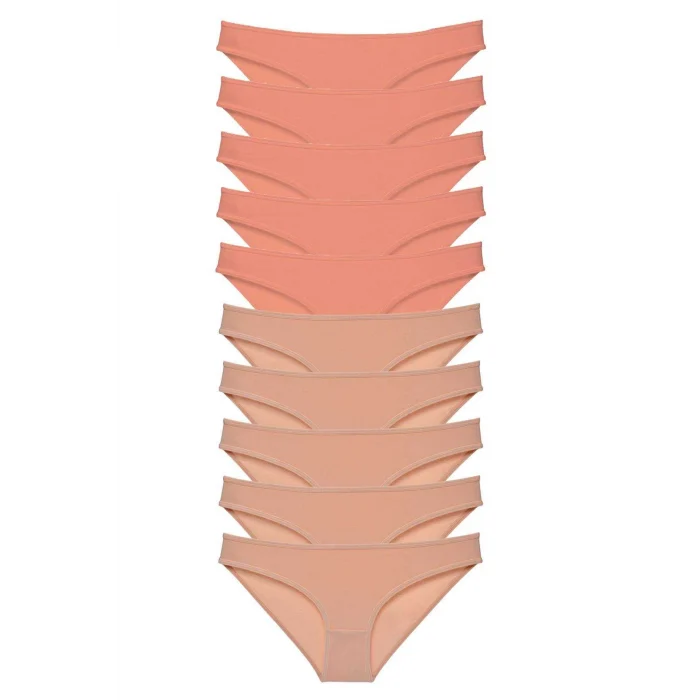 10 adet Süper Eko Set Likralı Kadın Slip Külot Pudra Ten