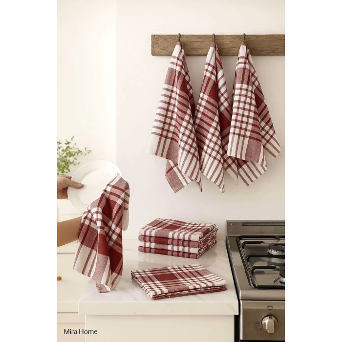 10 lu Lüks Bulaşık Kurulama Bezi ve Mutfak Peçetesi 50x70 Cm Daily Bordo