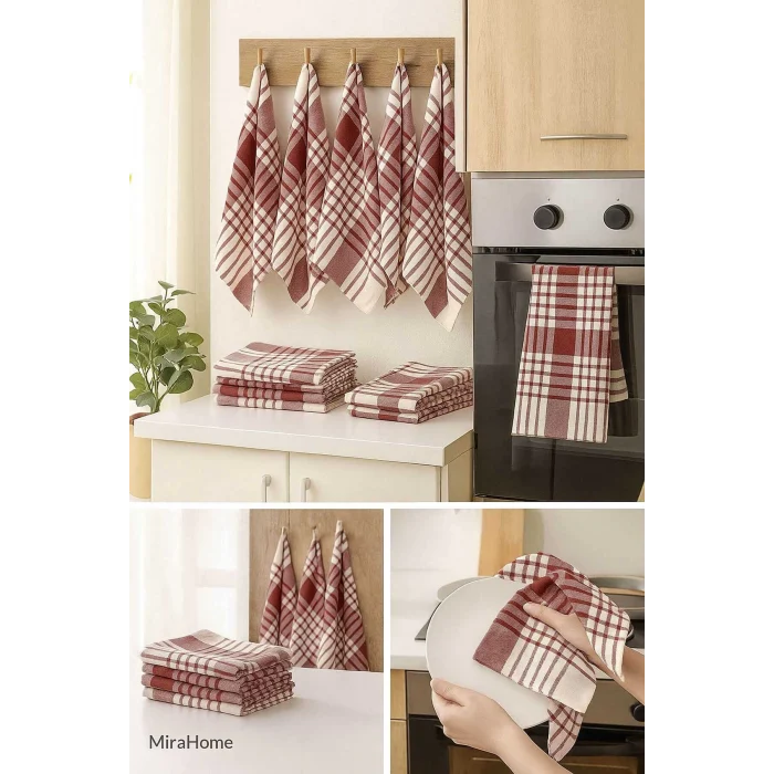 10 lu Lüks Bulaşık Kurulama Bezi ve Mutfak Peçetesi 50x70 Cm Daily Bordo