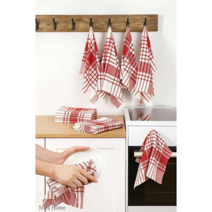 10 lu Lüks Bulaşık Kurulama Bezi ve Mutfak Peçetesi 50x70 Cm Daily Kırmızı