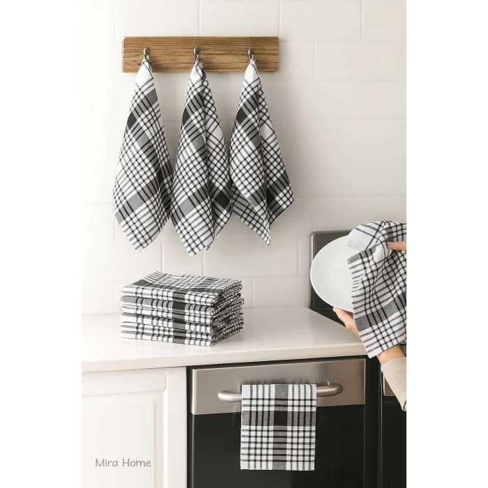 10 lu Lüks Bulaşık Kurulama Bezi ve Mutfak Peçetesi 50x70 Cm Daily Siyah